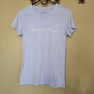 Aeropostale Baby Blue Classic Crew T Shirt Large Cotton Blend Casual Loungewear